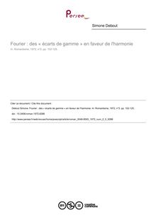 Fourier : des « écarts de gamme » en faveur de l harmonie - article ; n°5 ; vol.2, pg 102-125