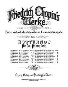 Partition Cover Page, nocturnes, Chopin, Frédéric