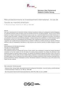 Néo-protectionnisme et investissement international : le cas de l accès au marché américain - article ; n°6 ; vol.33, pg 1065-1088