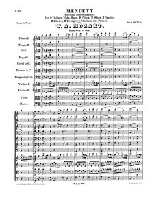 Partition complète, Minuet, Menuett, C major, Mozart, Wolfgang Amadeus