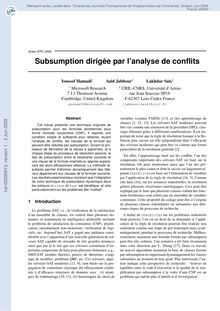 [hal-00390913, v1] Subsumption dirigée par l analyse de conflits