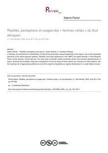 Réalités, perceptions et usages des « famines vertes » du Sud éthiopien - article ; n°184 ; vol.46, pg 837-859