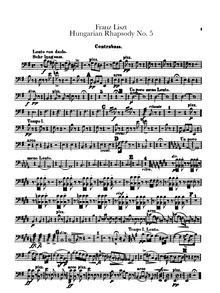 Partition Basses, Hungarian Rhapsody No.5, Héroïde-élégiaque, E minor