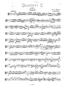 Partition viole de gambe 2, corde quintette No.4, G minor, Mozart, Wolfgang Amadeus