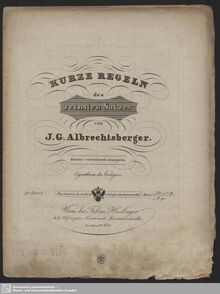 Partition Complete book, Kurze Regeln des reinsten Satzes, Albrechtsberger, Johann Georg