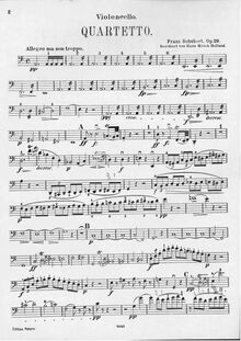 Partition violoncelle, corde quatuor No. 13, Rosamunde Quartet, A Minor