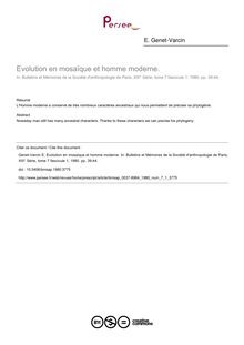 Evolution en mosaïque et homme moderne. - article ; n°1 ; vol.7, pg 39-44