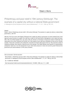 Philanthropy and poor relief in 19th century Edinburgh. The example of a capital city without a national State government - article ; n°1 ; vol.111, pg 367-379