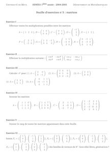 feuille d exercices sur les matrices - Feuille d exercices n3 ...