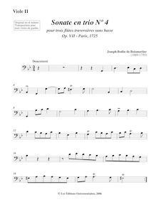 Partition viole de basse 2, 6 Trio sonates, Sonates en trio pour trois flûtes traversières sans basse par Joseph Bodin de Boismortier