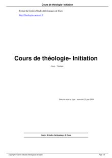 Cours de théologie- Initiation