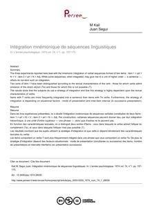 Intégration mnémonique de séquences linguistiques - article ; n°1 ; vol.74, pg 157-170