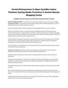 Carmel Entrepreneur to Open CycleBar Indoor Premium Cycling Studio Franchise in Carmel Rancho Shopping Center