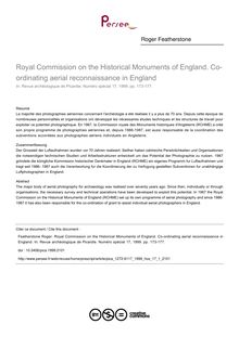 Royal Commission on the Historical Monuments of England. Co-ordinating aerial reconnaissance in England - article ; n°1 ; vol.17, pg 173-177
