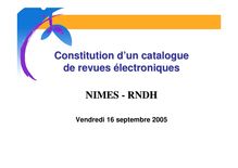 Constitution d un catalogue de revues électroniques NIMES - RNDH