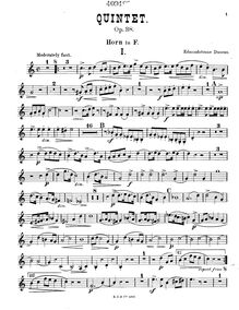 Partition cor (en F), quintette pour Piano et vents, Op.38, F major