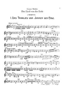 Partition trompette 1, 2, 3 (F, B♭), Das Lied von der Erde, The Song of the Earth