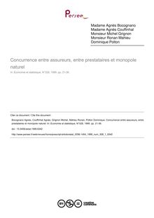 Concurrence entre assureurs, entre prestataires et monopole naturel - article ; n°1 ; vol.328, pg 21-36
