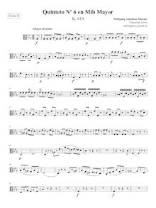 Partition viole de gambe II, corde quintette No.6, E♭ major, Mozart, Wolfgang Amadeus par Wolfgang Amadeus Mozart