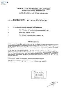 Déclaration d intérêt de Jean Marc Todeschini -Démission de Kader Arif