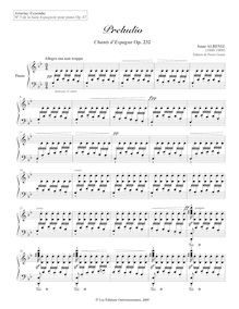 Partition , Prélude, Cantos de España, Op.232, Albéniz, Isaac