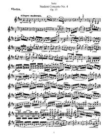 Partition de violon, Student Concerto No.4 pour violon et Piano, Op.15