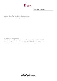 Louis Couffignal, La cybernétique  ; n°21 ; vol.6, pg 281-282