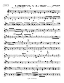 Partition violons II, Symphony Hob.I:70, D major, Symphony VII, Haydn, Joseph