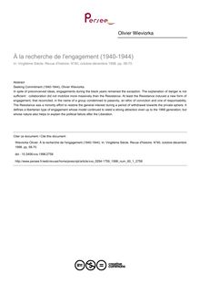 À la recherche de l engagement (1940-1944) - article ; n°1 ; vol.60, pg 58-70
