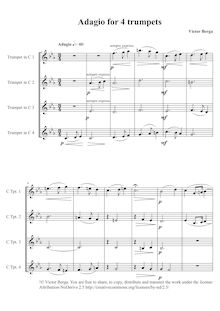Partition complète, Adagio pour 4 trompettes, Berga, Victor
