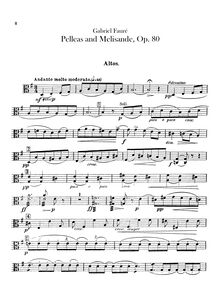 Partition altos, Pelléas et Mélisande , Op.80, Fauré, Gabriel
