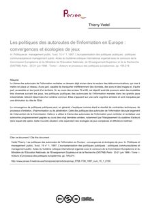 Les politiques des autoroutes de l information en Europe : convergences et écologies de jeux - article ; n°1 ; vol.15, pg 195-214