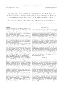 Impaired CD4-cell immune reconstitution upon HIV therapy in patients with toxoplasmic encephalitis compared to patients with pneumocystis pneumonia as AIDS indicating disease