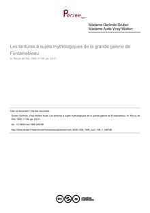 Les tentures à sujets mythologiques de la grande galerie de Fontainebleau - article ; n°1 ; vol.108, pg 23-31
