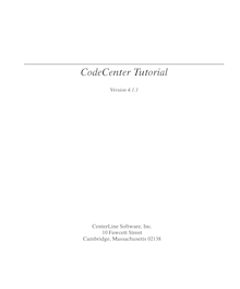 CodeCenter Tutorial