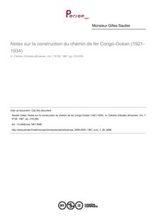 Notes sur la construction du chemin de fer Congo-Océan (1921-1934) - article ; n°26 ; vol.7, pg 219-299