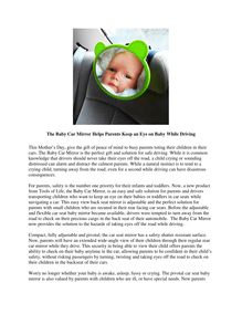 The Baby Car Mirror Helps Parents Keep an Eye on Baby While Driving