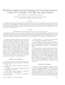 Étude des variations morphométriques de Prionchulus punctatus (Cobb, 1917) Andrássy, 1958 liées aux types d humus