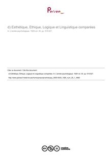 Esthétique, Ethique, Logique et Linguistique comparées - compte-rendu ; n°1 ; vol.30, pg 515-527