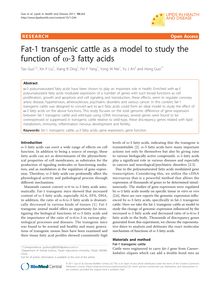 Fat-1 transgenic cattle as a model to study the function of ω-3 fatty acids