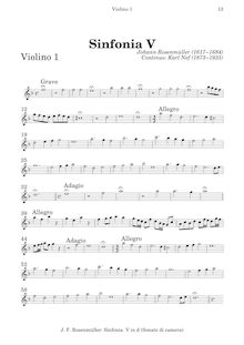 Partition corde partsViolins I, II, III (=altos I), altos I, II, Violotta/Octave violons (=altos II), violoncelles, Basses, Sonate e Sinfonie da camera par Johann Rosenmüller