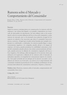 RUMORES SOBRE EL MERCADO Y COMPORTAMIENTO DEL CONSUMIDOR (Marketplace Rumors and Consumer Behavior)