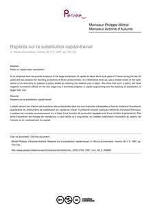 Repères sur la substitution capital-travail - article ; n°3 ; vol.38, pg 703-723