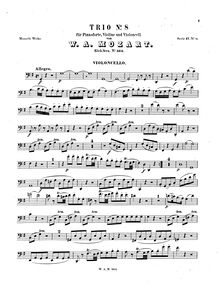 Partition de violoncelle, Piano Trio, G major, Mozart, Wolfgang Amadeus