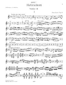 Partition violon 2, Hebraikon. Streichquartett über hebräische Melodien, Op. 14, von Paul Ertel.