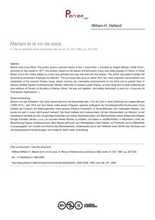 Mariani et le vin de coca - article ; n°247 ; vol.68, pg 227-234