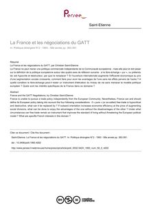 La France et les négociations du GATT - article ; n°2 ; vol.58, pg 383-391