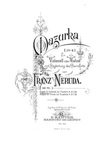 Partition complète et , partie, Mazurka No.6 für Violoncell mit Pianoforte, Op.70