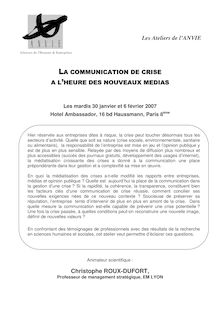 plaquette Communication de crise