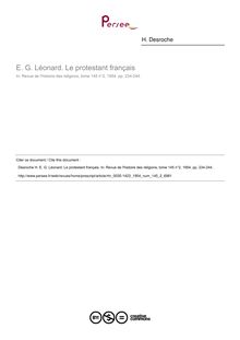 E. G. Léonard. Le protestant français  ; n°2 ; vol.145, pg 234-244